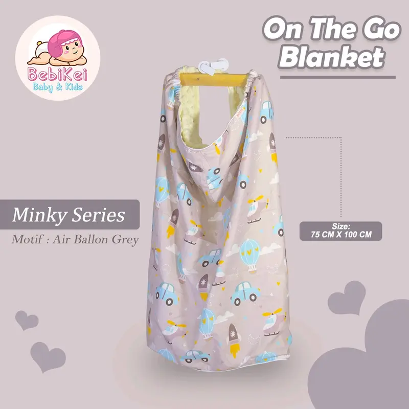 On The Go Blanket Minky Series BebiKei Hoodie Blanket | Selimut Bayi | selimut OTG 2