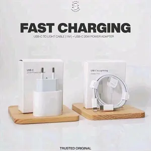 Charger iph USB -C TO LIGHTING + ADAPTER 20 W FAST CHARGING DI JAMIN ORIGINAL KABEL LENTUR ADAPTOR Adaptor Kabel