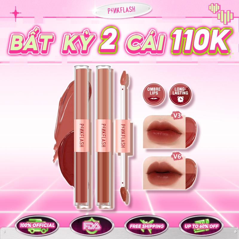 Son kem tint lì hai đầu PINKFLASH sắc tố cao lâu trôi 2 trong 1 30g