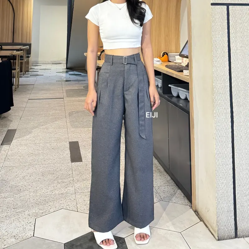 Eiji - Obi Pants - Celana Highwaist Trousers Loose Pants - Celana Kulot Kantor Formal Anti Kusut Casual 0