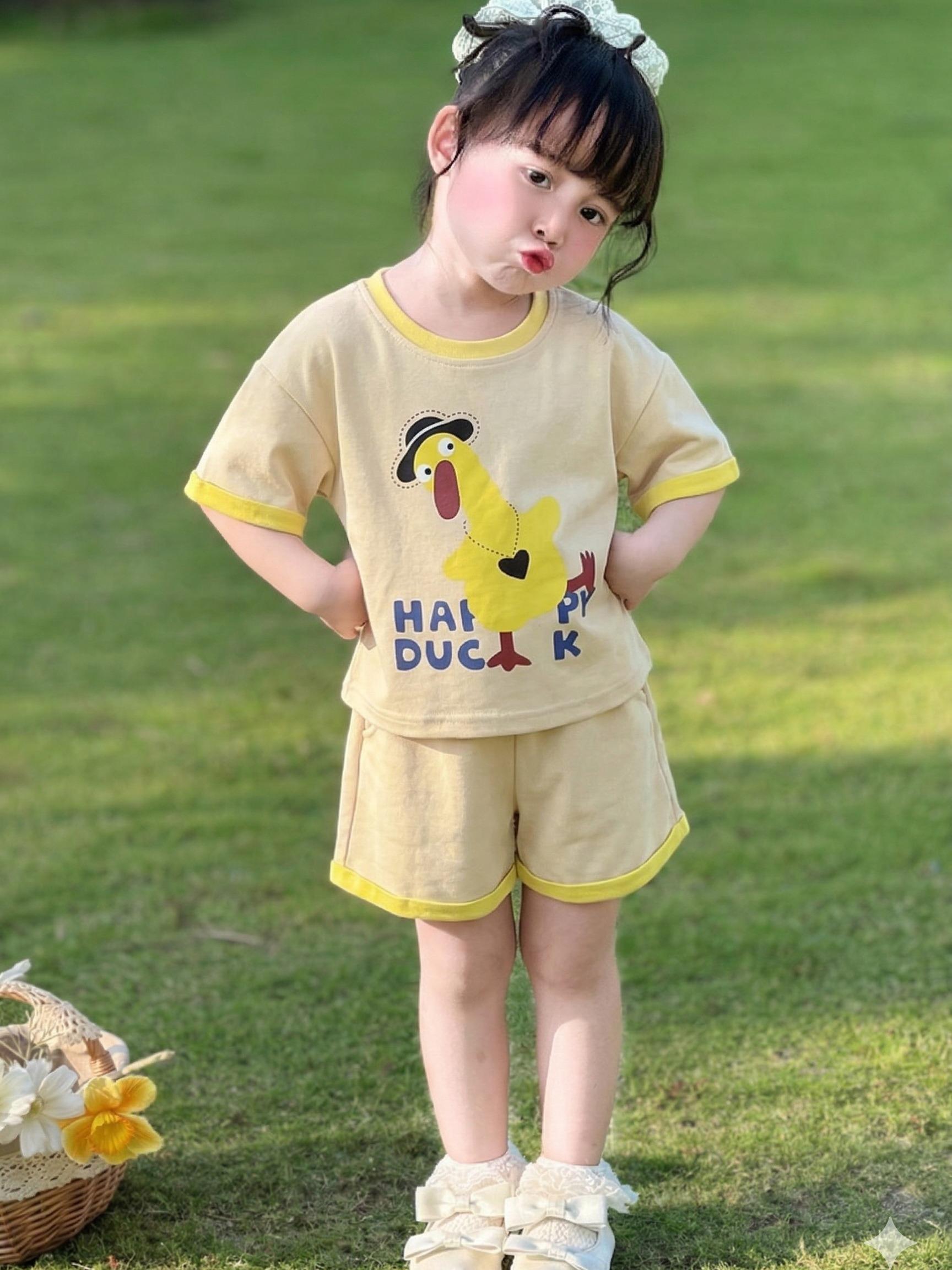 Bộ bé gái mẫu VỊT DUCK sz 9 - 37kg quần áo bé gái mùa hè chất cotton mềm mại thoáng mát