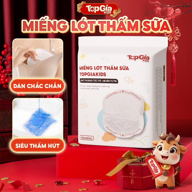 HCM - TOP BÁN CHẠY Miếng lót thấm hút sữa TopGiaKids chống tràn tối đa tiện ích từ sợi organic an toàn lành tính hộp 100psc cho mẹ BO HCM
