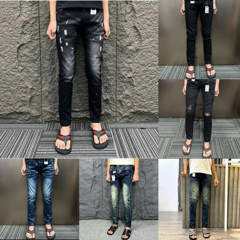 Quần jean tag lụa trước sau nam xanh và đen bảng 4 cúc  mẫu trơn rách hottrends-AHMENS CN4 Menswear Pants