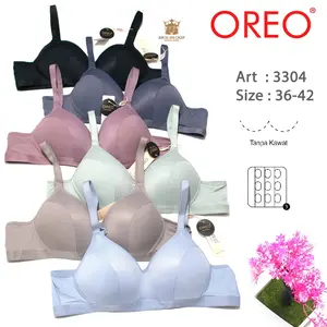 OREO Bra Exlusive (Promo 2pcs,3 pcs) Art 3304 Bh Busa Tipis Tanpa Kawat Cup 3/4 B-C Kait 3 Nilon Mix Lembut Nyaman Wanita Dewasa