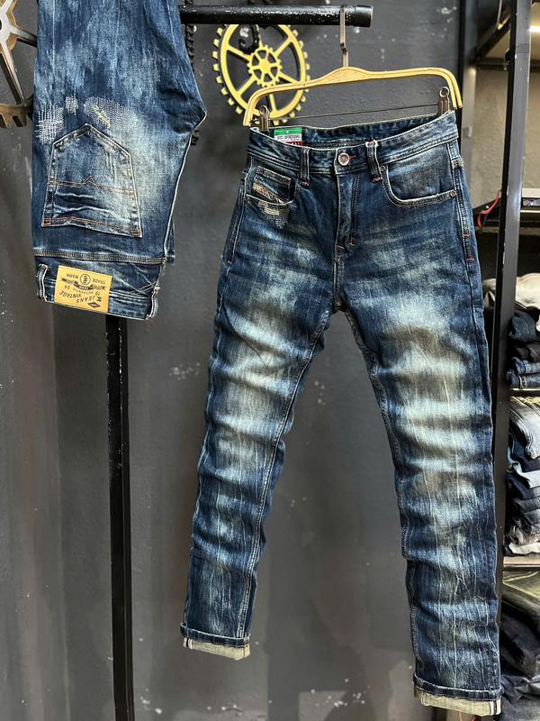 [GIÁ MỞ BÁN] [3K DENIM Jean Denim Guangzhou-M12] Quần Jean Nam Dài Màu Xanh Was Loang  Vintage Mạng Chỉ Mẫu Mới Chi Tiết Như Hình J3934