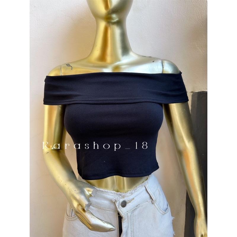 Crop top sabrina moika rib polos  Atasan Wanita 0