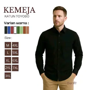 BENFIT Kemeja pria Katun TOYOBO tebal adem formal slimfit lengan panjang kemeja kerja dewasa jumbo