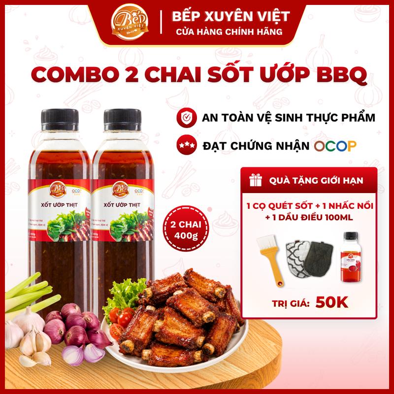 Combo 2 Chai Sốt Ướp Thịt Nướng BBQ Bếp Xuyên Việt 400G, Nước Sốt Ướp Thịt, Hải…
