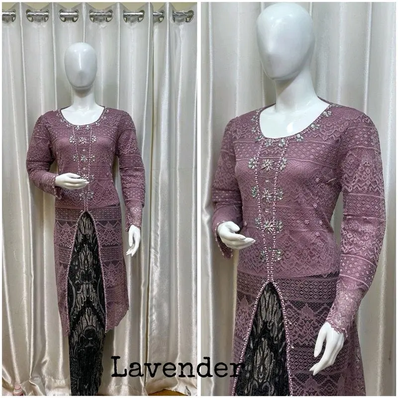 STELAN TUNIK KEBAYA MODERN BAHAN BROKAT LAPISAN PAYET MUTIARA-KEBAYA WANITA MODEL TERBARU ELIZA TERLARIS 2024-SATU SET BAJU KEBAYA MEWAH COCOK UNTUK PESTA KONDANGAN MEWAH DAN ELEGAN 4