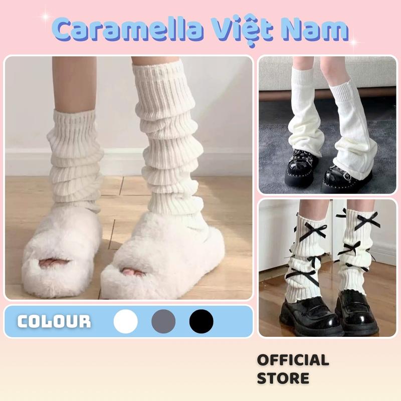 MUA 3 GIẢM 2% Tất Vớ Ống Chân Caramella Dệt Kim Cao Cấp Dày Dặn Tất Len Cao Cổ Giữ Ấm Chân Phong Cách Hàn Quốc H034 Nữ Women rộng