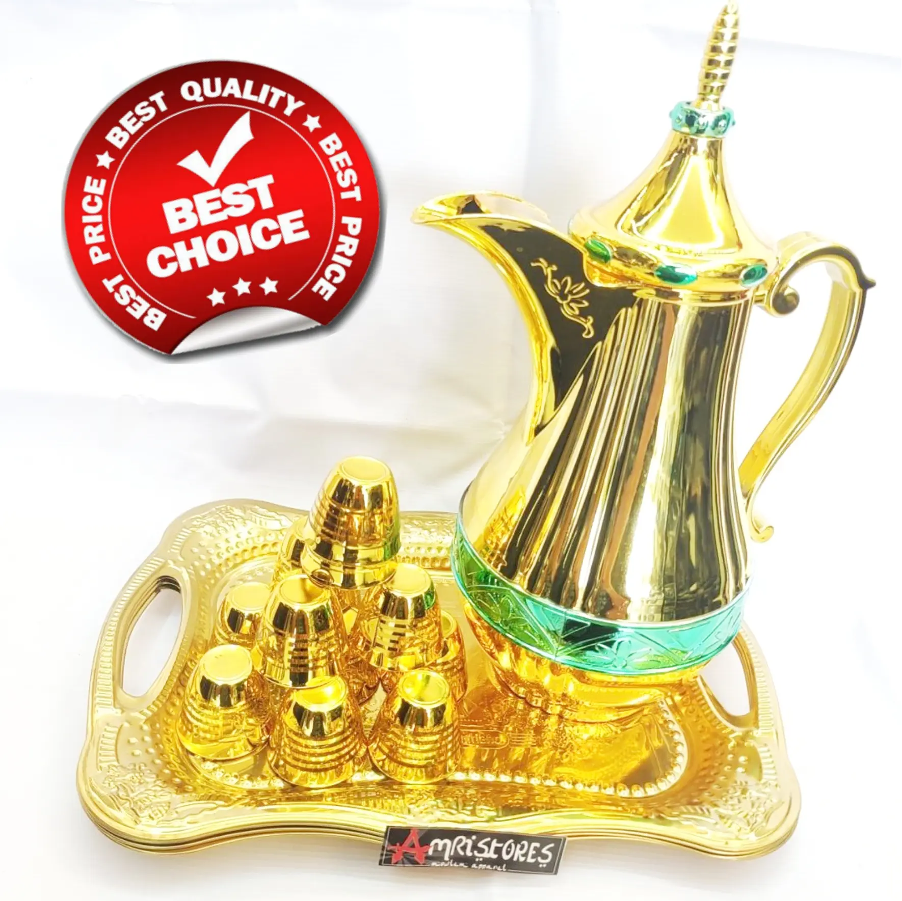 Teko arab zamzam thermos aladin motif emas berkilau vacuum 1 liter mewah berkualitas