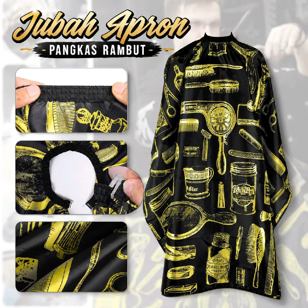 Jubah Pangkas Rambut FM-11M Salon Barbershop Cape Apron Polyester Waterproof Karet Leher Adjustable Motif Modern Pelindung Pakaian Potong Rambut Bisa COD