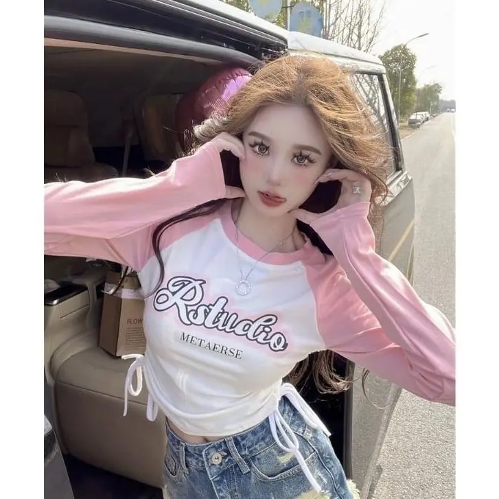 Crop Top Longslevee RSTUCLIO Knit Rib Wanita  (LD 96 , P 40 ) Baju Nyaman Panjang Knitwear 5