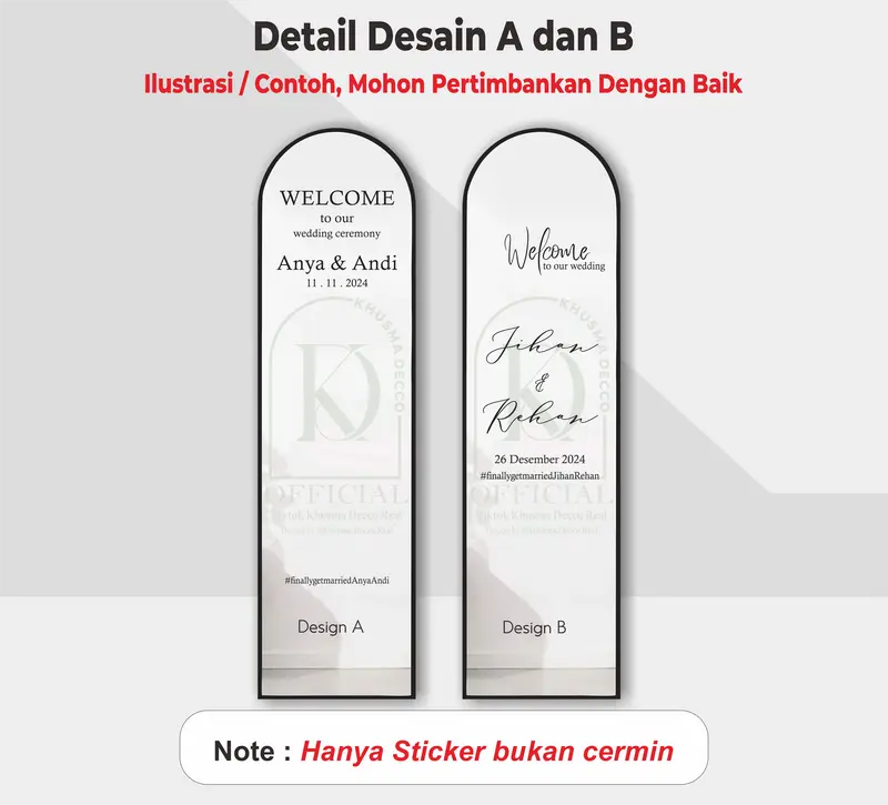 Khusma Decco Stiker Cermin Wedding Engagement Dekorasi Hanya Stiker 3