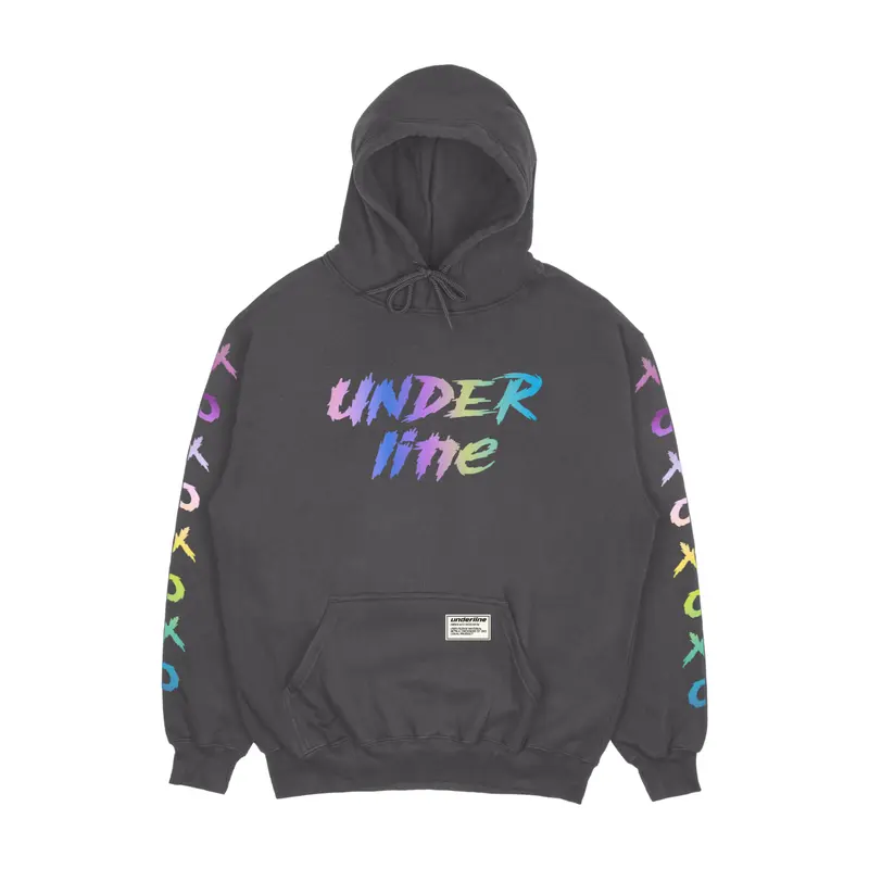 UNDERLINE - HOODIE REFLEKTIF MENYALA MOTIF X O X O SIZE M - XXL PRIA WANITA FLEECE TEBAL GRAMASI 280 UNISEX l RAINBOW 3