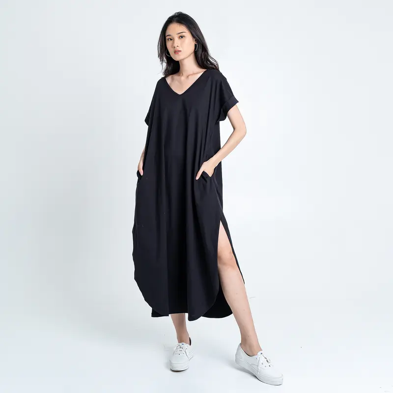 Simplyrooms Daisy Homedress Dress Casual Kantong Kaos Panjang Samping Tangan 5