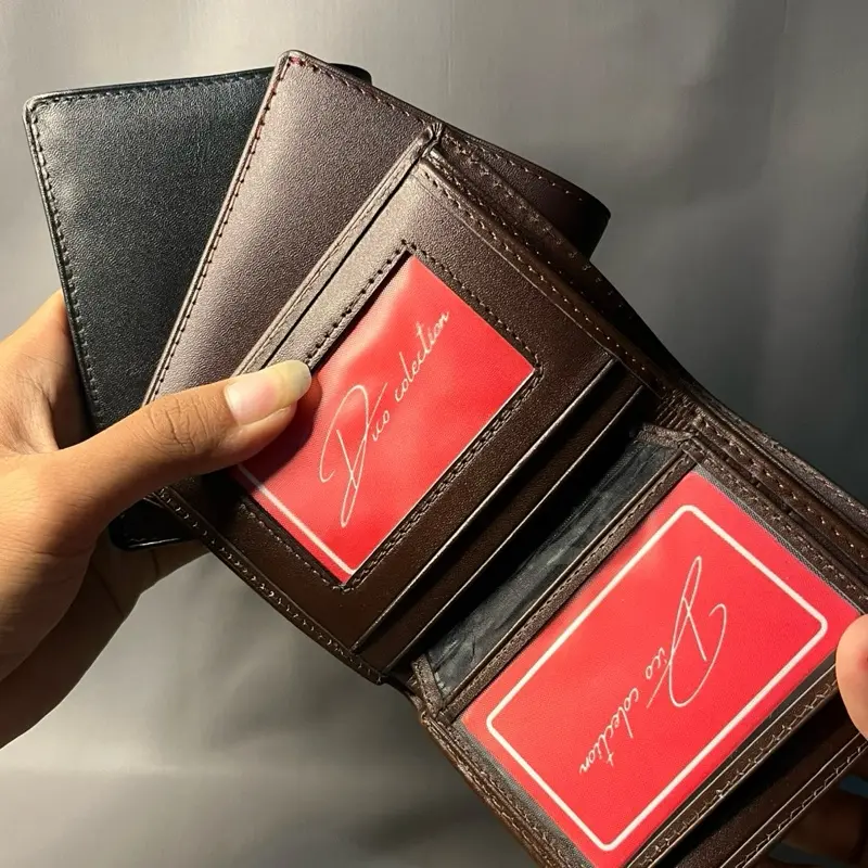 [B 005 PLS] Dompet Lipat Berdiri Pria dari Kulit Sapi Asli dengan Slot Kartu dan Uang