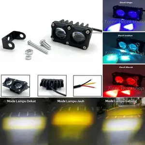 Lampu Tembak Sorot LED Laser Gun SQL 2 Mata High Low Yellow White Bisa Semua Motor