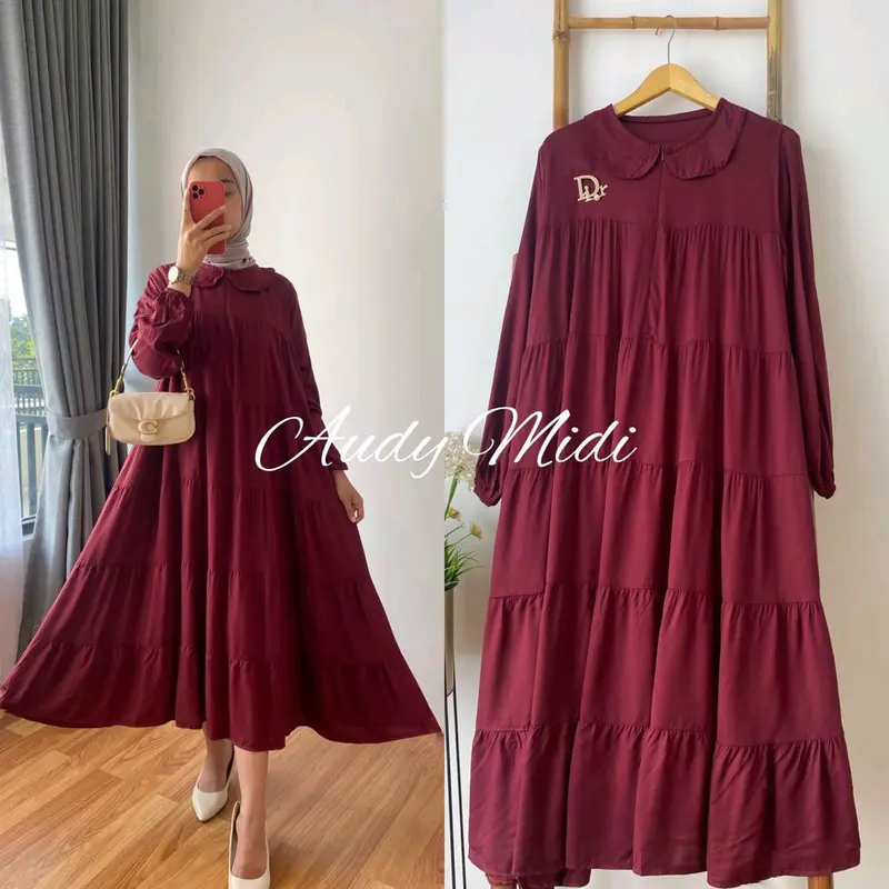 Audy long  tunik polos rayon twil busui friendly by yayuku tunik susun mayung Cantik 3