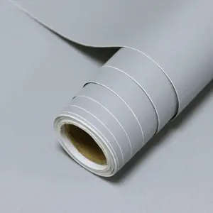 Wallpaper Sticker Dinding 45cm x 10m Motif Polos Abu Kertas