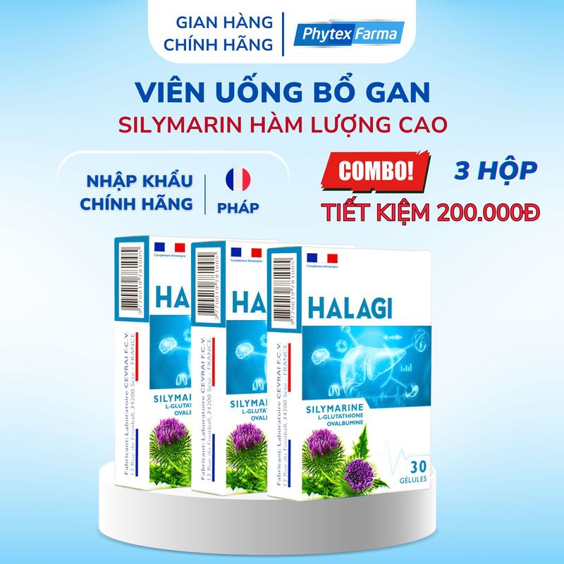 Combo 3 Hộp Viên Uống Bổ Gan Halagi Nhập Khẩu Từ Pháp 30 Viên