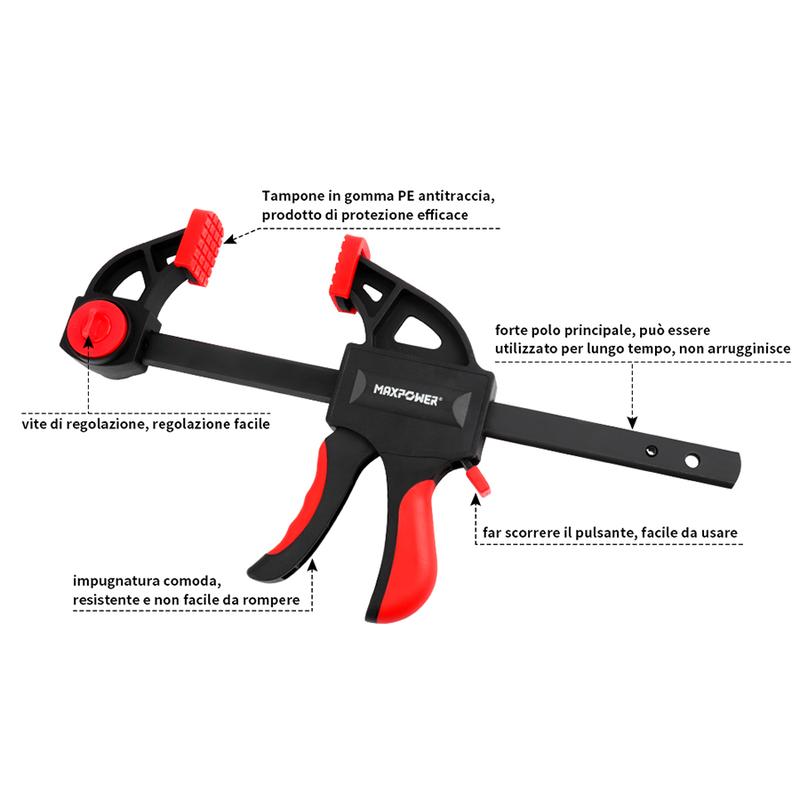 MAXPOWER F Clamps, 6-inch/150mm Quick Grip Ratchet Bar Clamp, 13-inch/340mm Spreader Clamp, Quick Release and One-Handed Clamp for Woodworking and DIY Projects 6