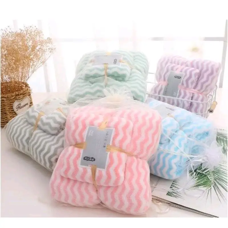 Motif Towel set Isi 2 pcs Handuk Mandi Bulu Tebal Lembut Halus