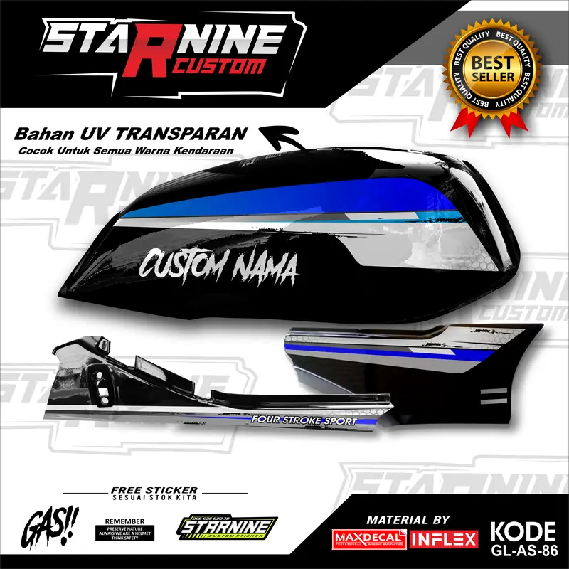 striping gl simpel bisa custom nama stiker gl hologram kode GL-SR-25 2