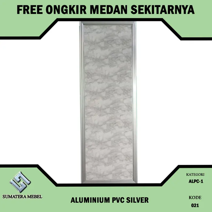 PINTU KAMAR MANDI ALUMINIUM PVC SILVER 70X200 (ALPC SILVER) 1 sisi