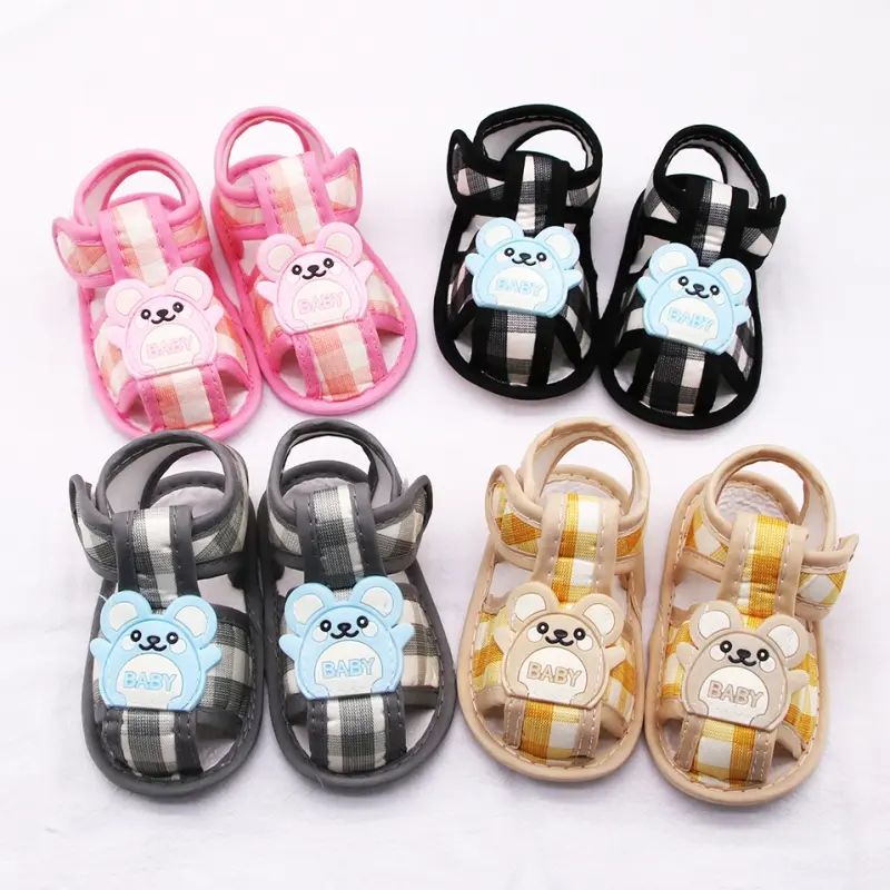 Giày Mùa Hè Cho Bé Trai Và Bé Gái, Xăng Đan Rỗng Họa Tiết Hoạt Hình, Giày Cotton Đế Mềm Cho Trẻ Sơ Sinh Mới Biết Đi, Giày Tập Đi Đầu Tiên Vải Cotton Sandal