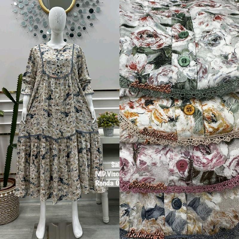 Midi dress salvina.ya ori motif abstrak renda 1
