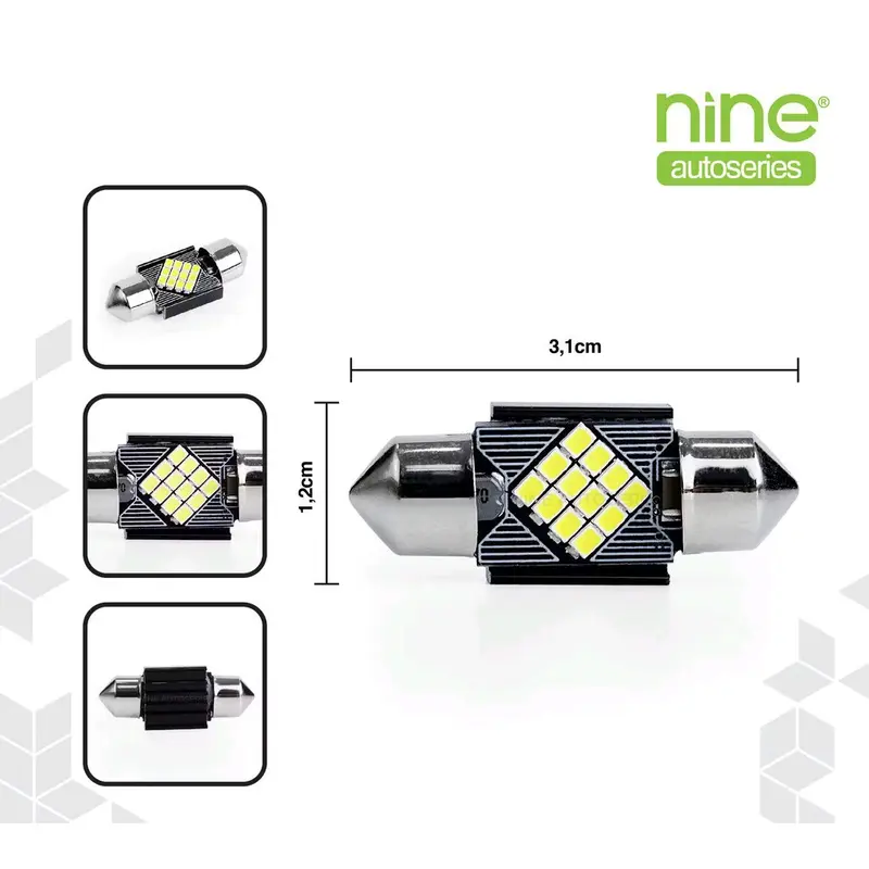 LUXIMOS Lampu Led Kabin 3W Mobil Super Bright Terang Plafon CSP tube 31 mm SB3 - Nine Autoseries 1