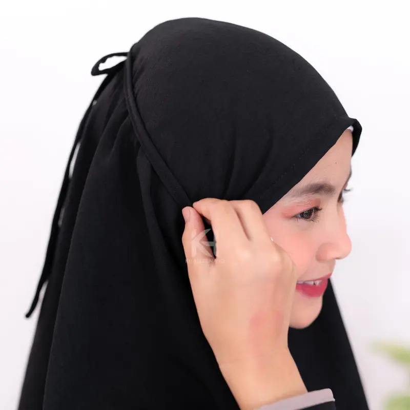 Abaya Anak Set Hijab Baju Gamis Anak Perempuan Umur 5-13 Tahun Model Kombinasi List - Crinkle, Airflow Dress Muslim Variasi Hitam Putih Brown Maroon 8