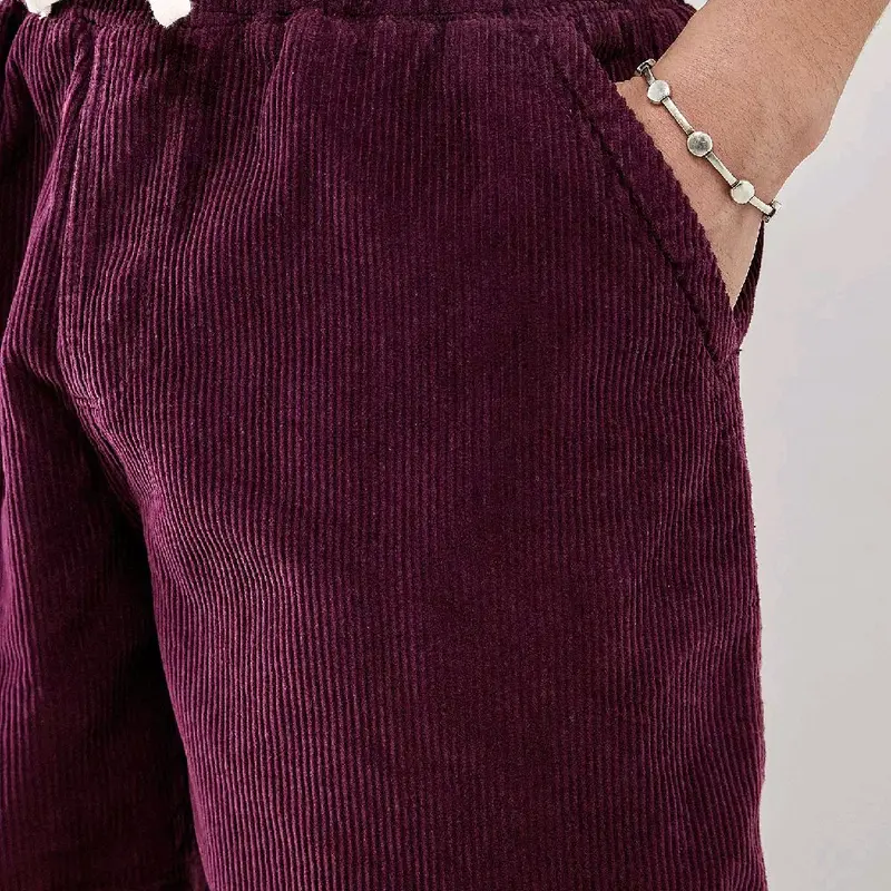 PROMO 100 DAPAT 3 CELANA PENDEK CORDUROY POLOS DEWASA UNISEX Biru Hitam Merah Shorts Pendek Jeans Melar Karet Panjang Cowok Pria Wanita Casual Muda Santai 8