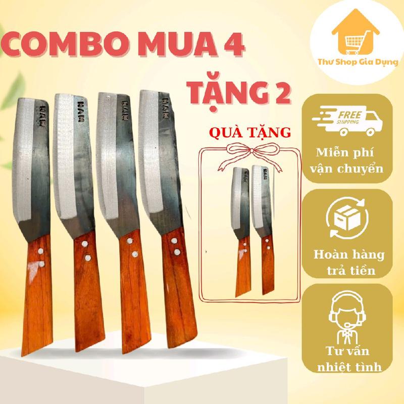 Combo Mua 4 Tặng 2 Dao CÁN GỖ Thái Thịt Cá Sắc Bén Tiết Kiệm Chi Phí Mua Sắm An Toàn Tiện Lợi