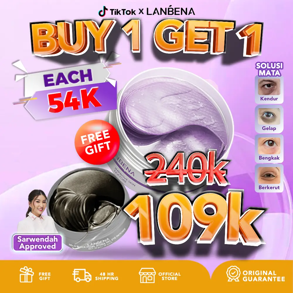[LIVE] [MAY] LANBENA New Eye Mask 2.0 Antioxidant VC Eye Patch Anti-aging Remove Eyebags Dark Circles Remover Fine Lines Eye Patch 60Pcs