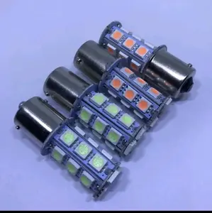 Sepasang (2biji) Lampu Sein Bemper Mundur Truk Bis 18 LED 24 Volt 1156 Bayonet Kaki 1 Nyala Kedip