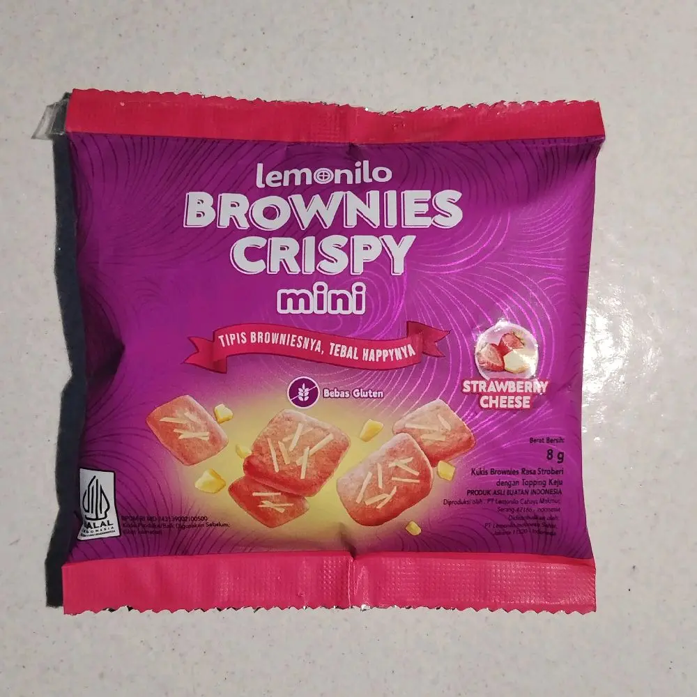 Lemonilo Brownies Crispy Mini Strawberry Cheese 1Renceng Isi 10pcs Bebas Gluten Food