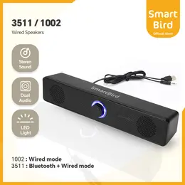 SmartBird Speaker 3511/1002 LED PC Soundbar Wired/Wireless Bluetooth Stereo Gaming Subwoofer Bar Speaker USB Powered Soundbar For TV Pc Laptop Gaming Home Theater Audio System Sound Box Player