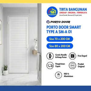 Porto Door Smart Type A SM-A 01 Pintu Aluminium Putih 70x200cm Anti Korosi Karat & Rayap Engsel Stainless Steel Tahan Lama Kokoh