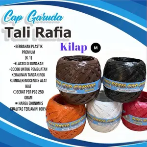 Tali rafia warna kilap (K.1)cap garuda coklat,merah,putih,orange,hitam,hijau 250 grm