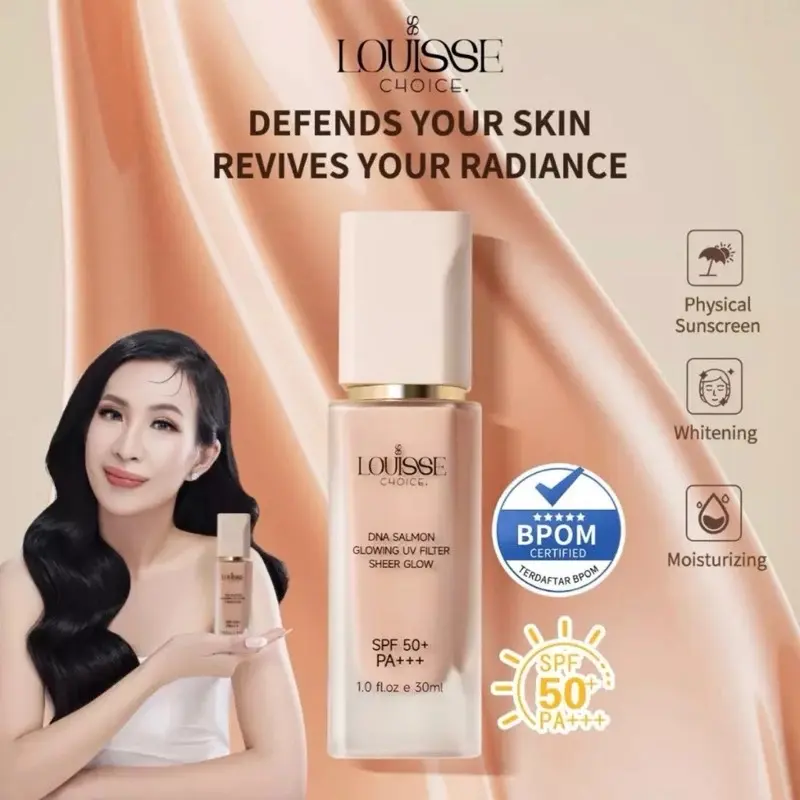 Sunscreen Louisse Choice DNA Salmon Glowing UV Filter Sheer Glow SPF 50+ PA+++ 30ml - Facial, Vitamin 0