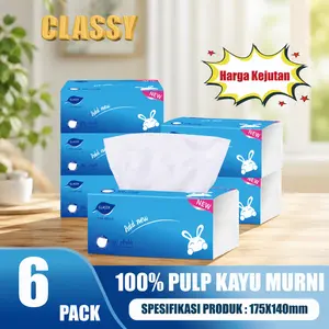 【Penawaran Spesial】Tisu Wajah 300 Lembar 140×175mm Motif Kelinci Lucu — 6/10 Bungkus, Lembut & Nyaman di Kulit - CLASSY