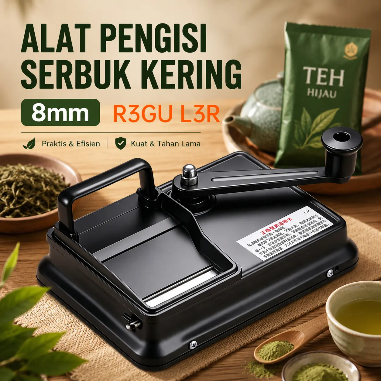 1Set alat Manual 8x65mm pengisi serbuk kering praktis dan mudah digunakan , alat pemroses teh / serbuk kering dengan bahan food grade