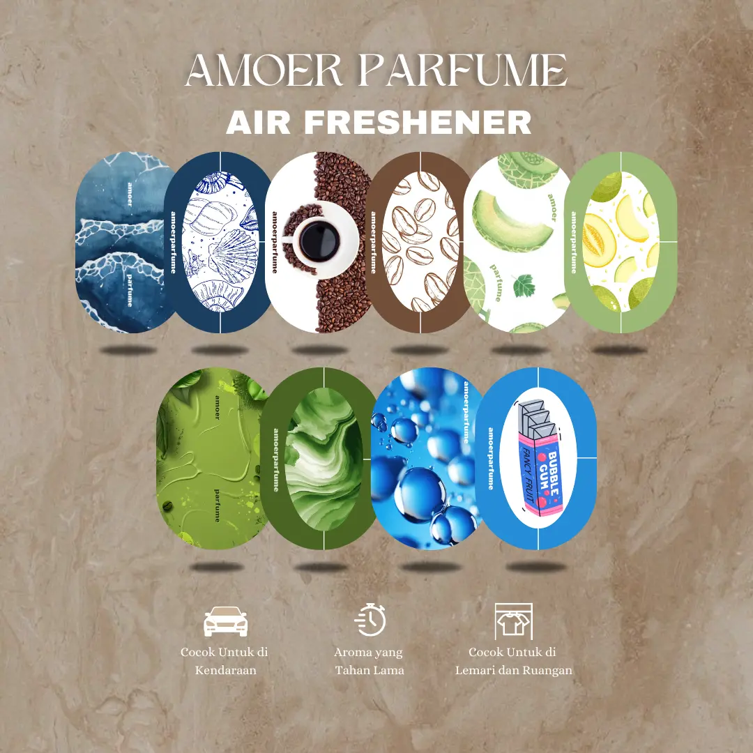 Amoer Parfume - Paper Freshener 10ml - Penyegar Pengharum Mobil dan Ruangan - Wangi dan Tahan Lama