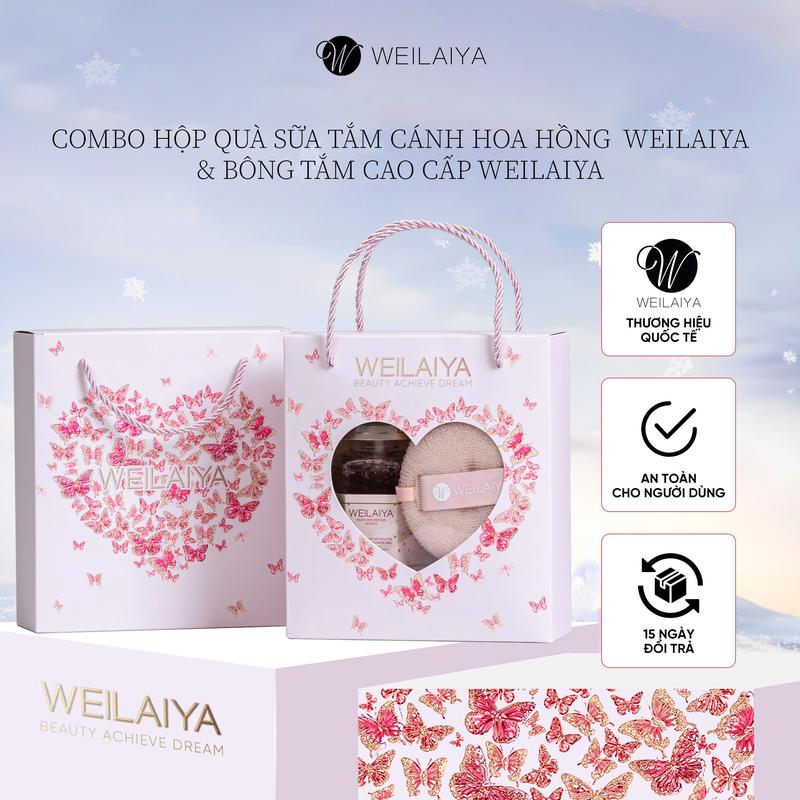  Hộp quà tặng Sữa tắm nước hoa dưỡng da Weilaiya & Tẩy da chết body 