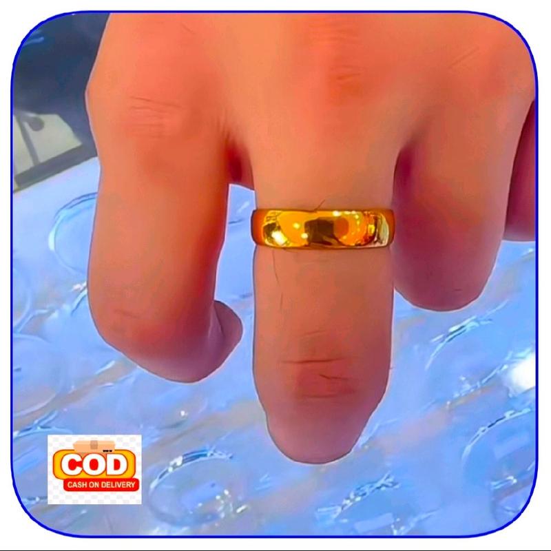 Cincin Murah Titanium Wanita Anti Karat Model Polos Perhiasan Lapis Emas 24k Terbaru Rings 1