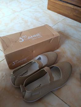 Product Review of JOANNE Flyknits Flat Shoes Wanita JN3031 Black Merah from M**a 1