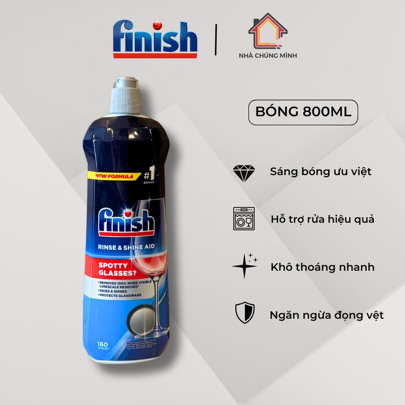 DATE2028 TEM PHỤ Nước làm bóng chén bát Finish 800ml trợ xả cho máy rửa bát