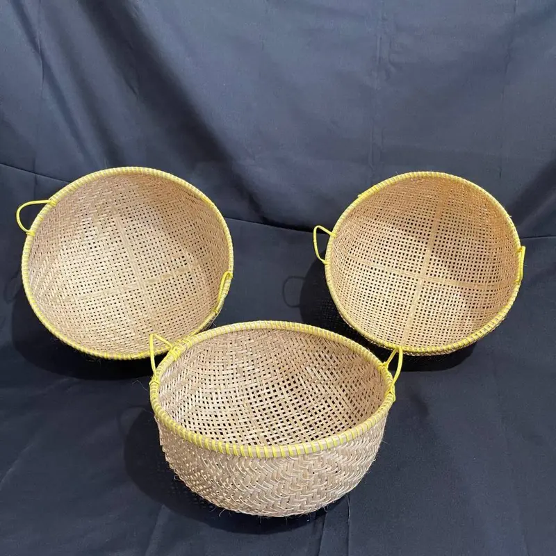 1 Set Isi 3 Ayakan Saringan Kalo Tompo Tanggok Bambu Serbaguna Tempat Wadah Penyimpanan Kitchenware 3